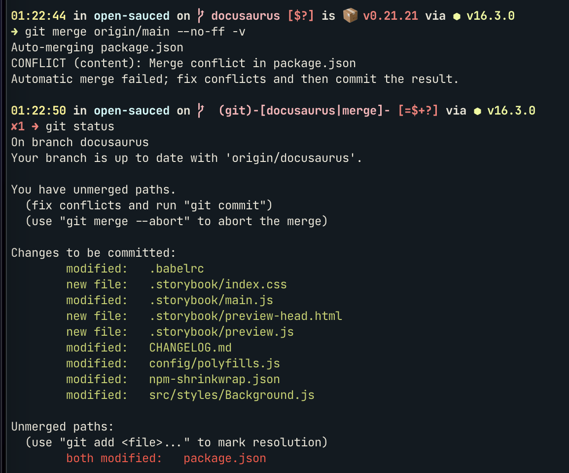 proper merge but results in conflicts